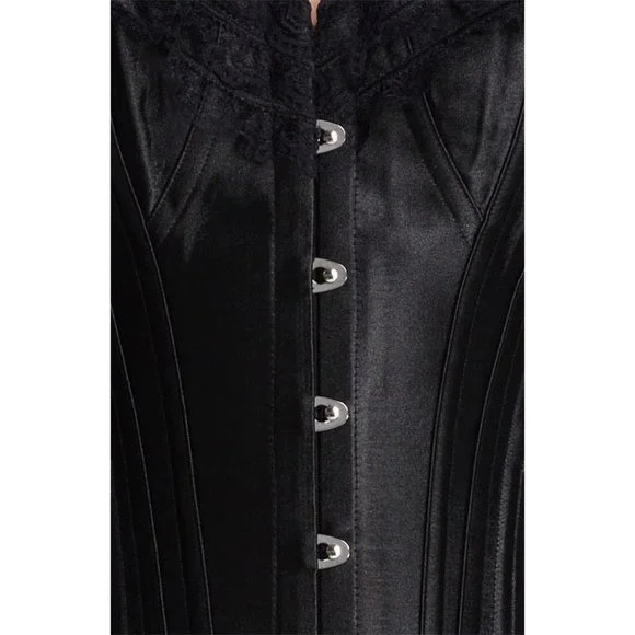FELINA Corset Bustier Satin Lace Hook & Pin Black Large 6-8 NEW $78 - Picture 3 of 7